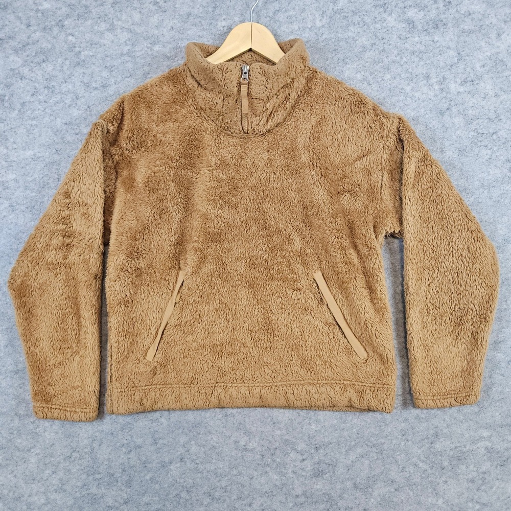 North Face Womens‎ Fleece Pullover 1/4 Quarter Zip Mock Neck Brown Size M WEAR